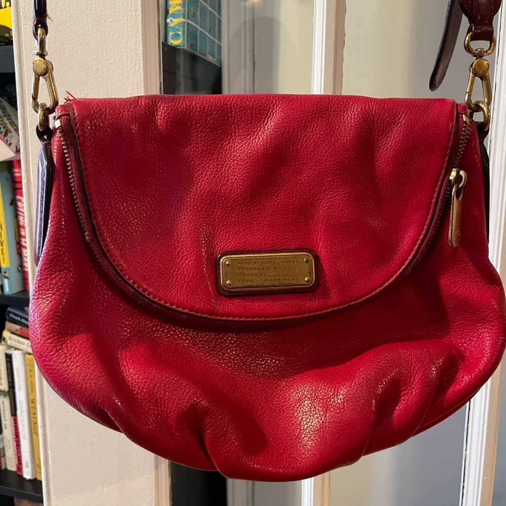Marc Jacobs Natasha Leather Red Crossbody Bag Flap Front